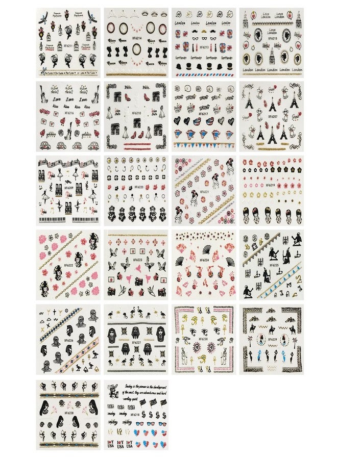 ALLYDREW 24 Sheets Globetrotter Nail Stickers Nail Art Paris Nail Stickers Patriotic Nails - Image 3