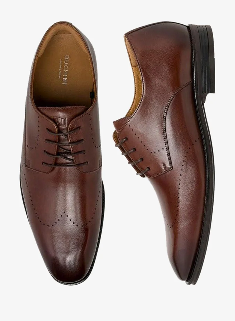 DUCHINI Men's Solid Lace-Up Derby Shoes