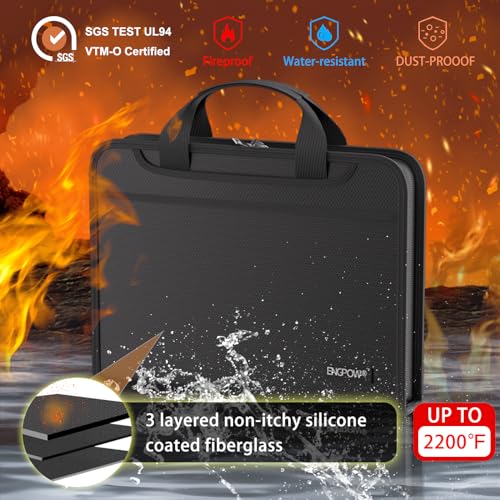 ENGPOW Accordion File Organizer, Fireproof Expanding File Folder with 13 Pockets Document Organizer with Handle & Labels, Portable Home Travel Safe Storage for Letter A4 Files and More, Black - Image 2