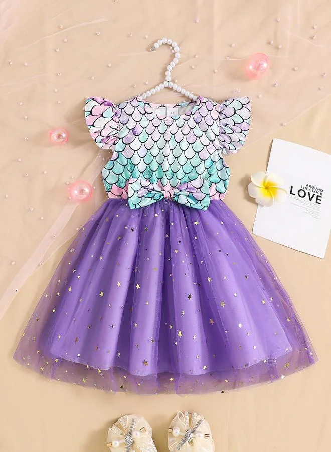 تايك تو Girls Purple Mesh Tulle A-Line Dress