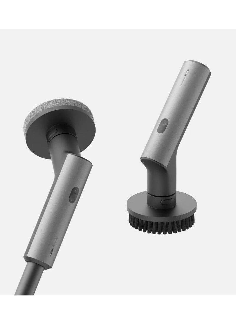 HOTO HOTO Electric Spin Scrubber, IPX7 Full Body Waterproof Bathroom Cleaning Brush, Max 22 in-lb, Shower Scrubber Brush with Long Handle, 6 Brush Heads, Power Scrubber for Shower, Bathroom, Floor, Tile  - Image 2