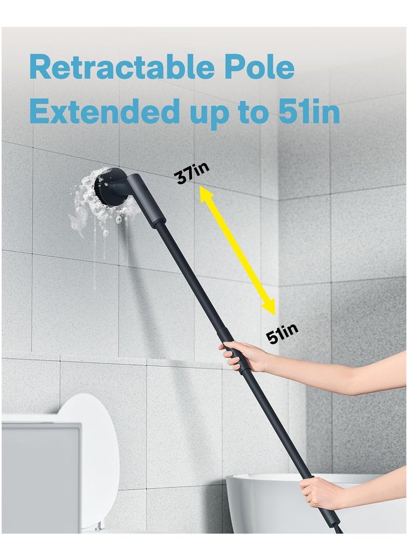 HOTO - HOTO Electric Spin Scrubber, IPX7 Full Body Waterproof Bathroom Cleaning Brush, Max 22 in-lb, Shower Scrubber Brush with Long Handle, 6 Brush Heads, Power Scrubber for Shower, Bathroom, Floor, Tile - Image 1