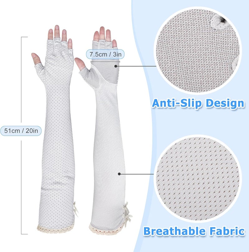 kilofly Women's Long Anti-UV Breathable Arm Sun Block Driving Gloves, 2 Pairs - Image 2