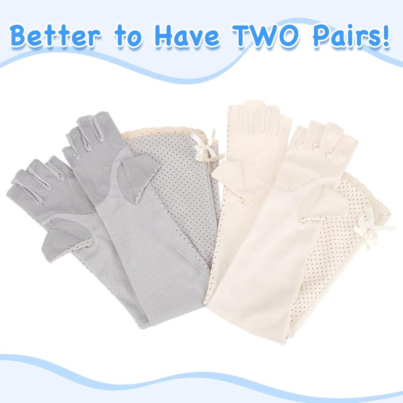 kilofly Women's Long Anti-UV Breathable Arm Sun Block Driving Gloves, 2 Pairs - Image 5