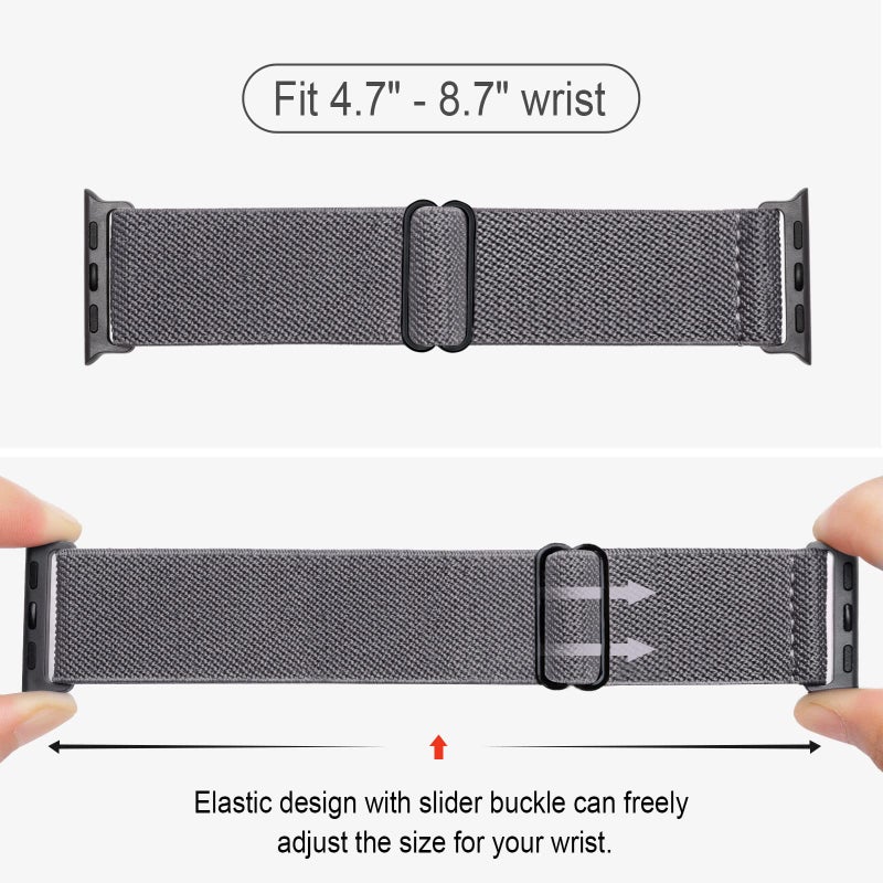 CCnutri Stretchy Nylon Solo Loop Bands Compatible with Apple Watch 38mm 40mm 41mm 42mm 44mm 45mm 49mm, Sport Elastic Wristbands Women Men Straps for iWatch Series 9/8/7/6/5/4/3/2/1/SE/Ultra/Ultra 2, 4 Pack - Image 3
