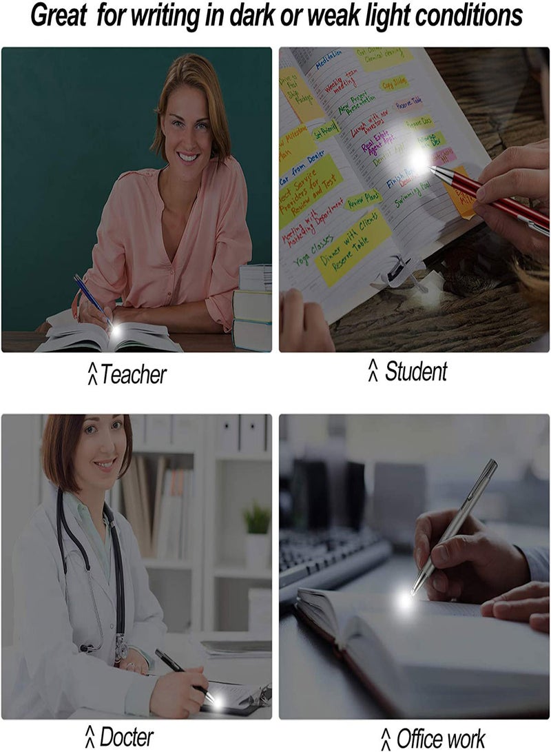 KASTWAVE LED Light Pen Light Ballpoint Pen 5Pcs Flashlight Light Pen LED Penlight Light Up Pen for Writing in the Dark for Home Office Schools Nurses Metallic Pens Invisible Pen with Light - Image 5