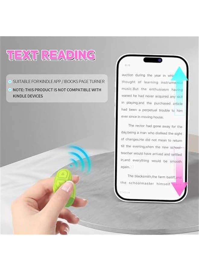 ANKOVO Tiktok Trending Bluetooth Smart Scrolling Ring Kindle App Remote Page Turner with Phone Holder Wireless Camera Shutter Selfie Button - Compatible with iPhone Ipad Android(Lake Green) - Image 3