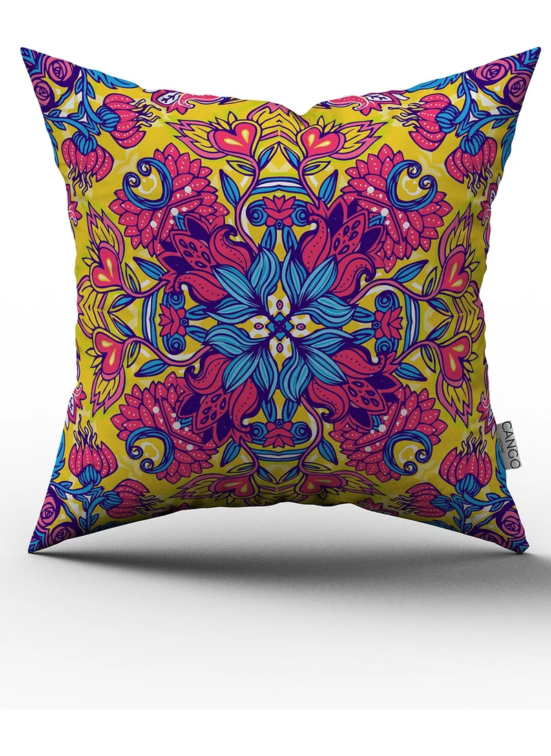 Cango Home Yellow Multicolor Ethnic Patterned Digital Printed Double Sided Throw Pillow Cover - OTYK449-CT