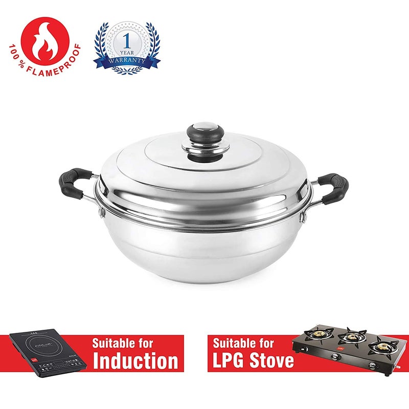 WayMore® Triply Multi Kadai Steamer with Induction & GasTop Compatible 5 Plate 2 Idli | 2 Dhokla | 1 Patra | Momo's | 2 Mini Idli, 28.5 cm Dia - Image 3
