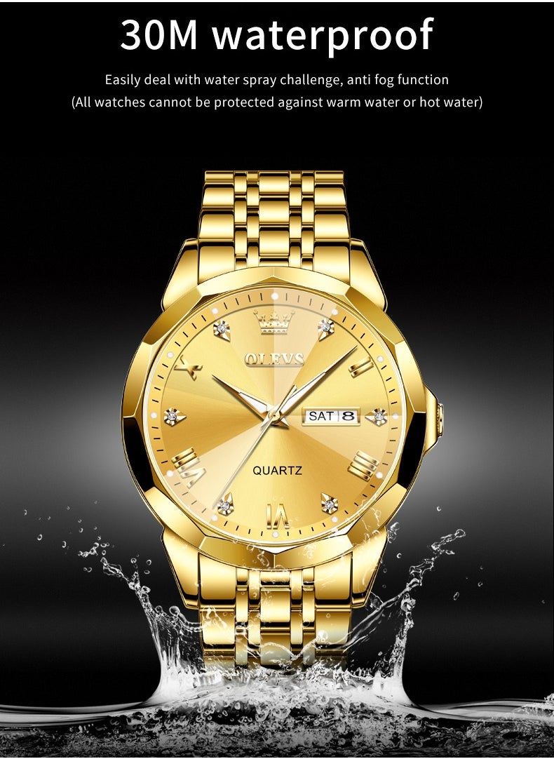 OLEVS - Watches for Men Fashion Stainless Steel Quartz Analog Water Resistant Watch 9931 - Image 1