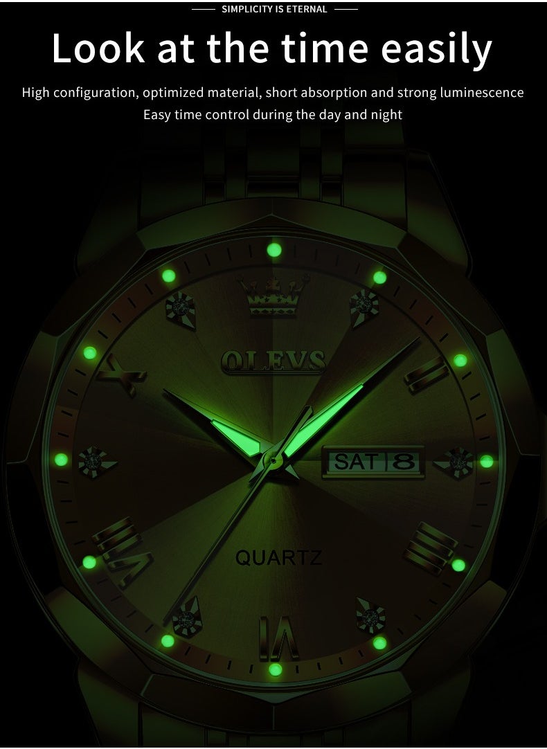 OLEVS - Watches for Men Fashion Stainless Steel Quartz Analog Water Resistant Watch 9931 - Image 1