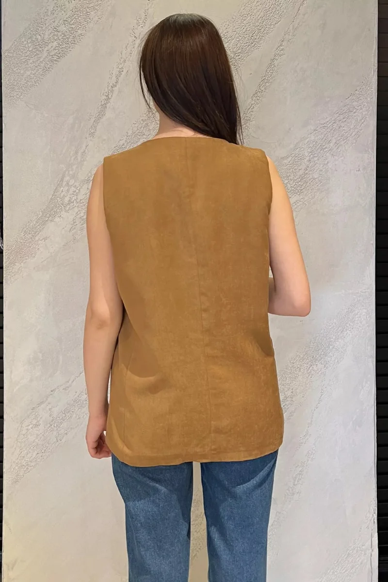 جولسلي Gulseli Women's Double Breasted Collar Lined Vest
