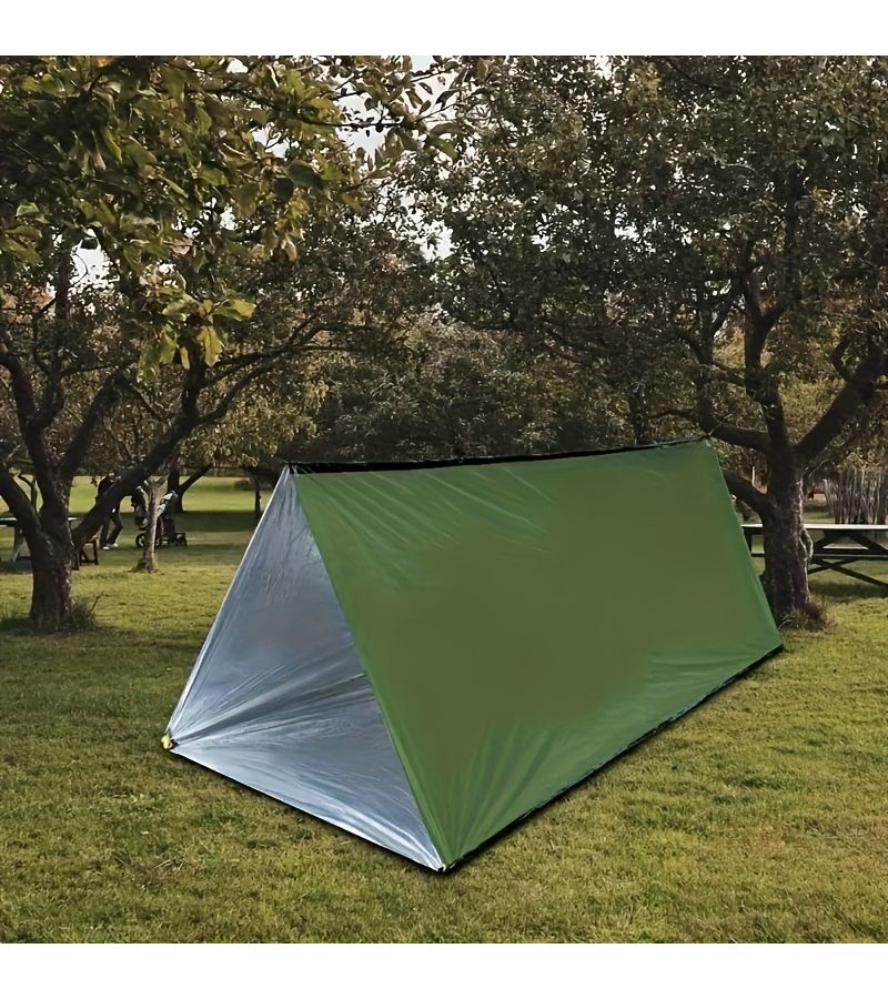 Silvery Outdoor Tent Set With Orange Green Tent Drawstring And Whistle - Image 3