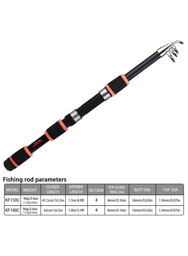 برو بيروس طقم صيد بعيد المدى للقضيب وخيط الصيد للمبتدئين، بطول 1.5 متر و 1.8 متر - Image 1
