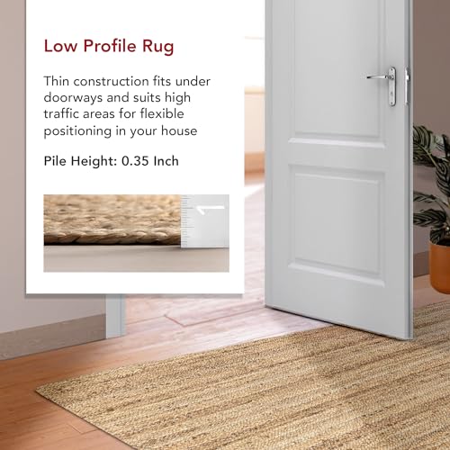 nuLOOM 4 Round Rigo Jute Hand Woven Area Rug, Natural, Solid Farmhouse Design, Natural Fiber, For Bedroom, Living Room, Dining Room, Hallway, Office, Kitchen, Entryway - Image 5