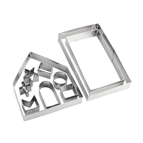 YXChome Gingerbread House Cookie Cutter Set - 3D House Cookie Cutters, Gingerbread House Kit for Holiday, Winter, Christmas & Gingerbread House Kit for Kids, Gift Package (10Pcs Christmas Cookie Cutters) - Image 1