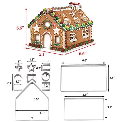 YXChome Gingerbread House Cookie Cutter Set - 3D House Cookie Cutters, Gingerbread House Kit for Holiday, Winter, Christmas & Gingerbread House Kit for Kids, Gift Package (10Pcs Christmas Cookie Cutters) - Image 5