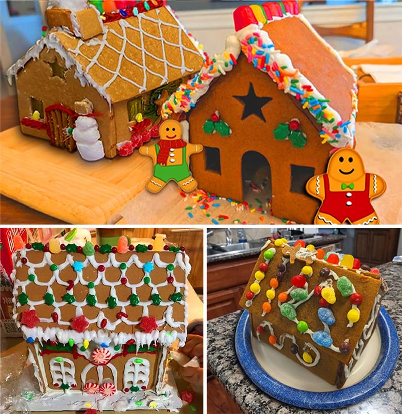 YXChome Gingerbread House Cookie Cutter Set - 3D House Cookie Cutters, Gingerbread House Kit for Holiday, Winter, Christmas & Gingerbread House Kit for Kids, Gift Package (10Pcs Christmas Cookie Cutters) - Image 3