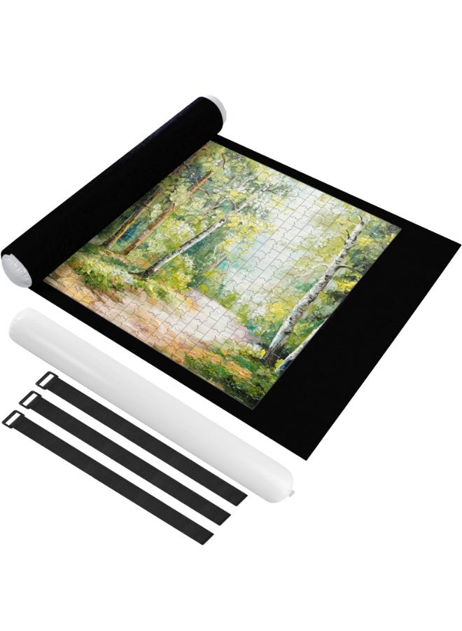Jigsaw Puzzle Mat Roll-Up 1500 Pieces, 46 X 26 Portable Felt Jigsaw Puzzle Board With Travel Storage Bag, Jigsaw Puzzle Protector, For Adults And Teens, Black - Image 1