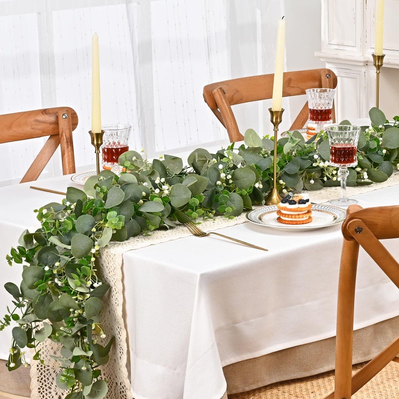 Dolicer 2 Packs 6FT Artificial Eucalyptus Garland, Faux Greenery Garland Fake Vines Hanging Silver Dollar Eucalyptus Leaves for Wedding Backdrop Arch Table Wall Party Home Decor - Image 2