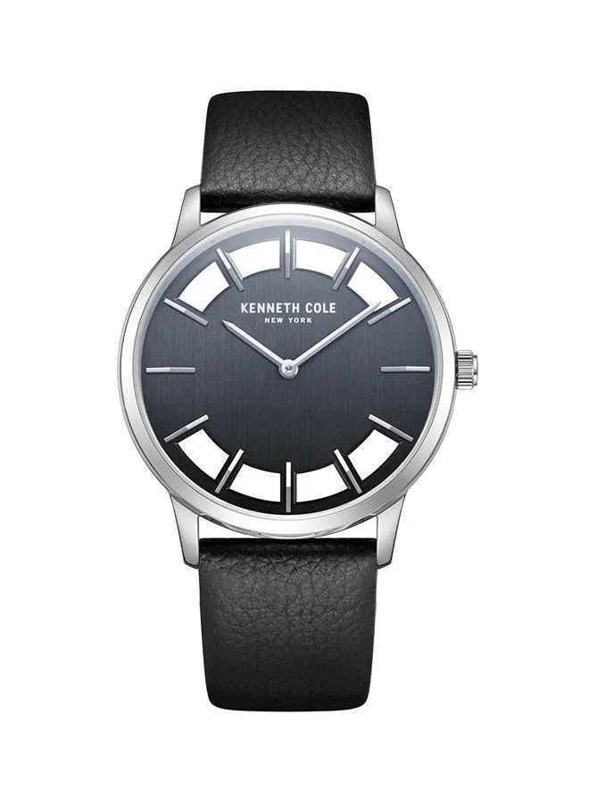 Kenneth Cole New York Men's 42mm Transparency Dial Watch with Black Leather Strap