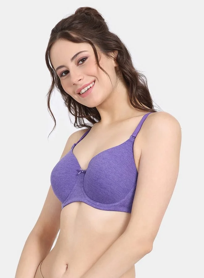 zivame Zivame Solid Padded Wired Bra with Hook and Eye Closure