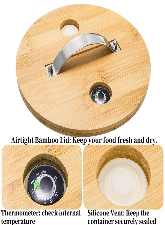 Goaste Glass Rice Dispenser with Bamboo Stand, 5L Flour Cereal Container with Airtight Lid, 8 Lbs Large Grain Food Storage Bucket, Countertop Beans Storage Tank with Measuring Cup & Valve for Dry Food - Image 3