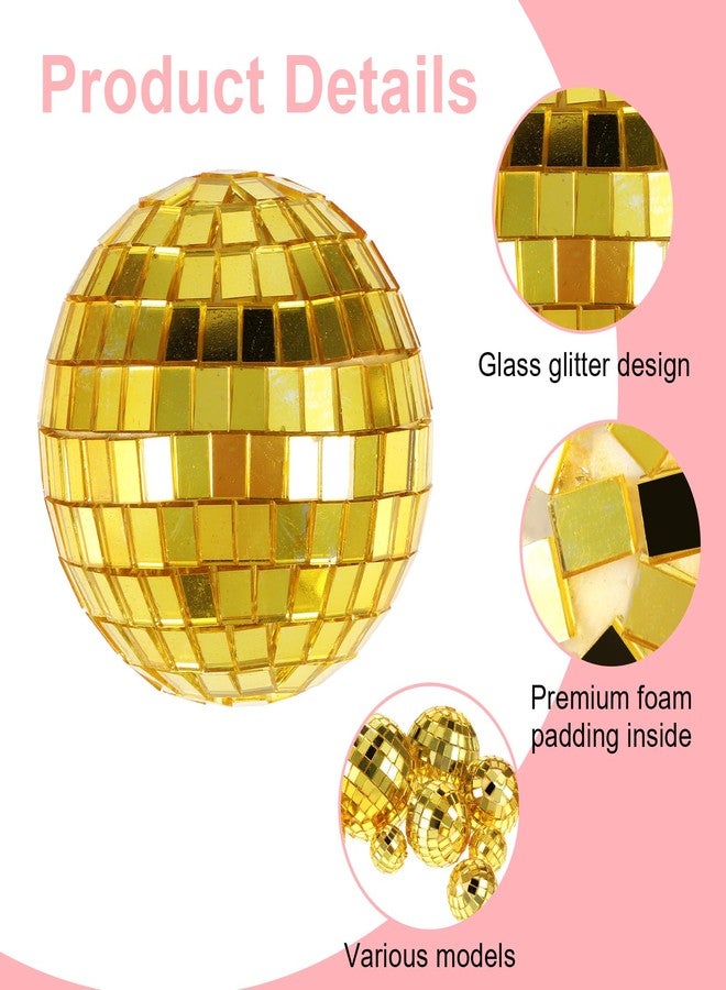 Grevosea 12 Pcs Disco Ball Cake Toppers, 5 Sizes Disco Ball Birthday Party Decorations Small Disco Ball Table Centerpiece Decor for 70s Disco Themed Dance Party Supplies Last Disco Party Gold - Image 3