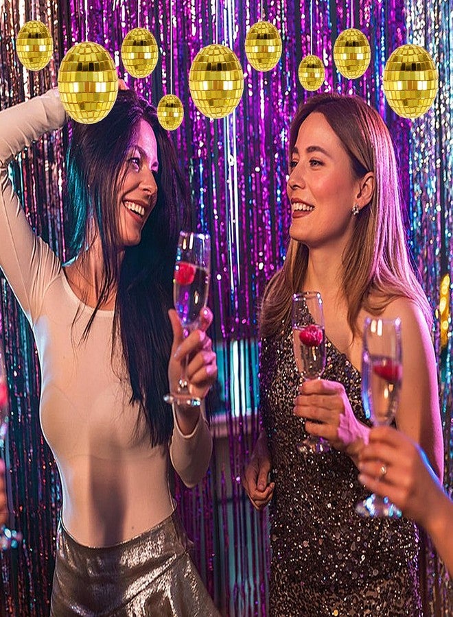 Grevosea 12 Pcs Disco Ball Cake Toppers, 5 Sizes Disco Ball Birthday Party Decorations Small Disco Ball Table Centerpiece Decor for 70s Disco Themed Dance Party Supplies Last Disco Party Gold - Image 4