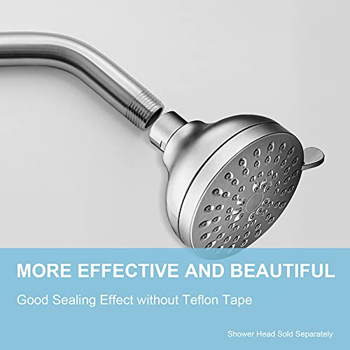 OFFO Shower Arm with Flange, 6 in Brushed Nickel Wall Mount Replacement Angle Shower Head Arm Wall-Mounted For Fixed Shower Head & Handheld Showerhead - Image 2