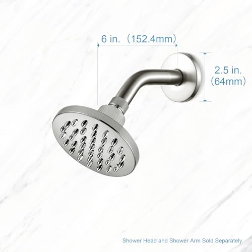 OFFO Shower Arm with Flange, 6 in Brushed Nickel Wall Mount Replacement Angle Shower Head Arm Wall-Mounted For Fixed Shower Head & Handheld Showerhead - Image 5