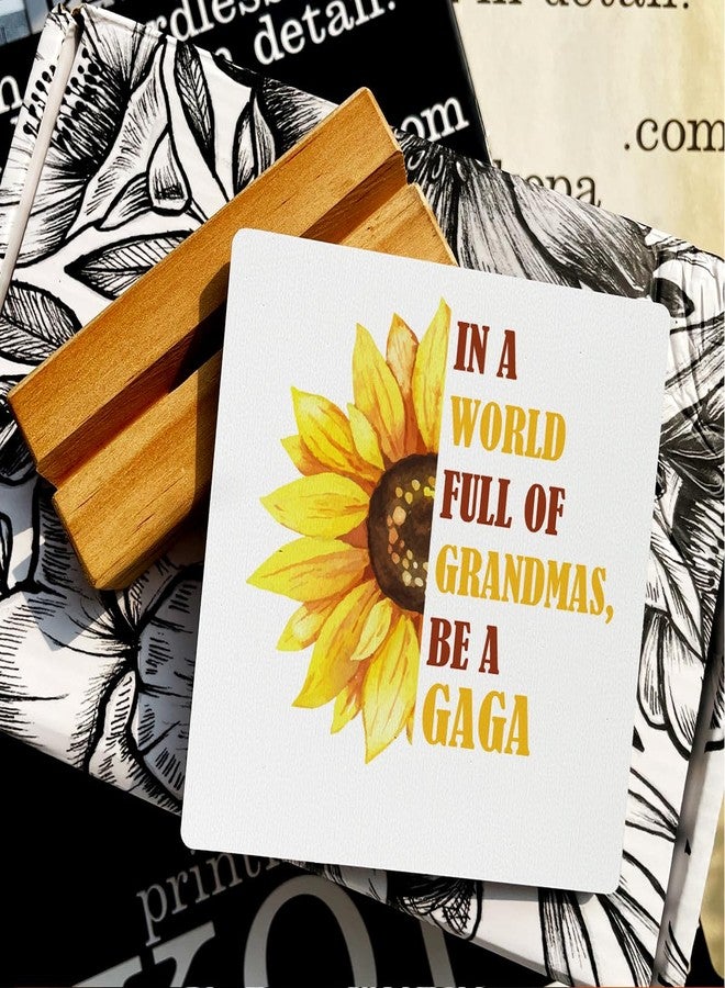 IYEZH لوحة خشبية مزينة بزهرة عباد الشمس الريفية من IYEZH Gaga Gift، ديكور مكتب ريفي في عالم مليء بالجدات، كوني غاغا، ديكور مكتب لغرفة النوم، 4 × 4 بوصة - Image 3