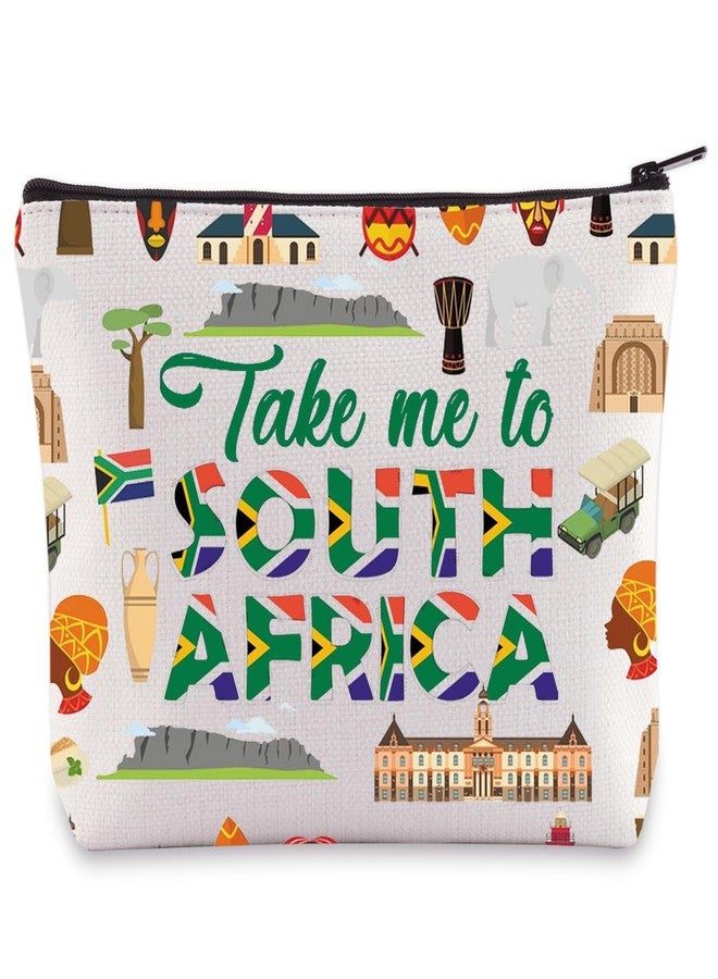 LEVLO South Africa Symbols Travel Cosmetic Bag South Africa Souvenir Gift Take Me To South Africa Makeup Zipper Pouch Bag For Traveler (Take Me To South Africa) - Image 1