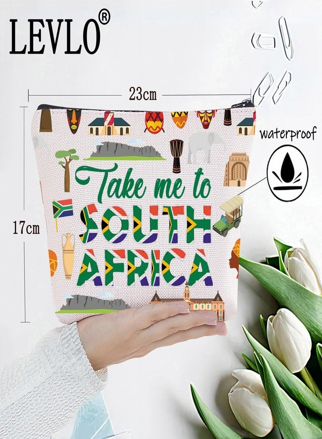 LEVLO South Africa Symbols Travel Cosmetic Bag South Africa Souvenir Gift Take Me To South Africa Makeup Zipper Pouch Bag For Traveler (Take Me To South Africa) - Image 2