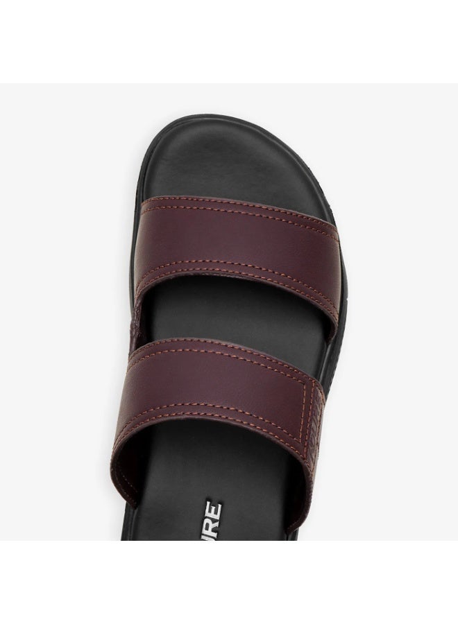 NDURE Men's Slide Sandals, Brown, Cushioned Footbed, Casual Comfort - Image 3