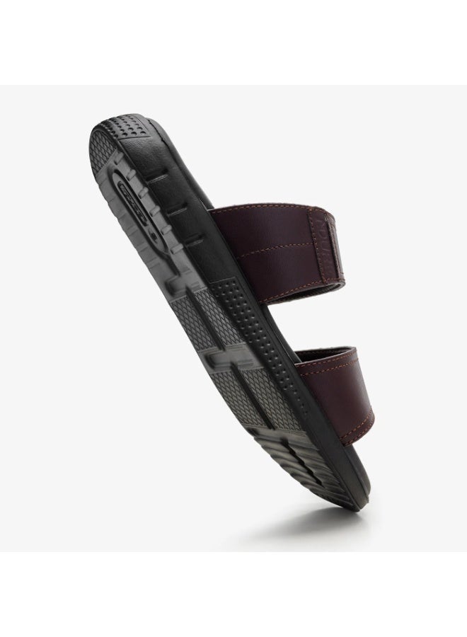 NDURE Men's Slide Sandals, Brown, Cushioned Footbed, Casual Comfort - Image 4