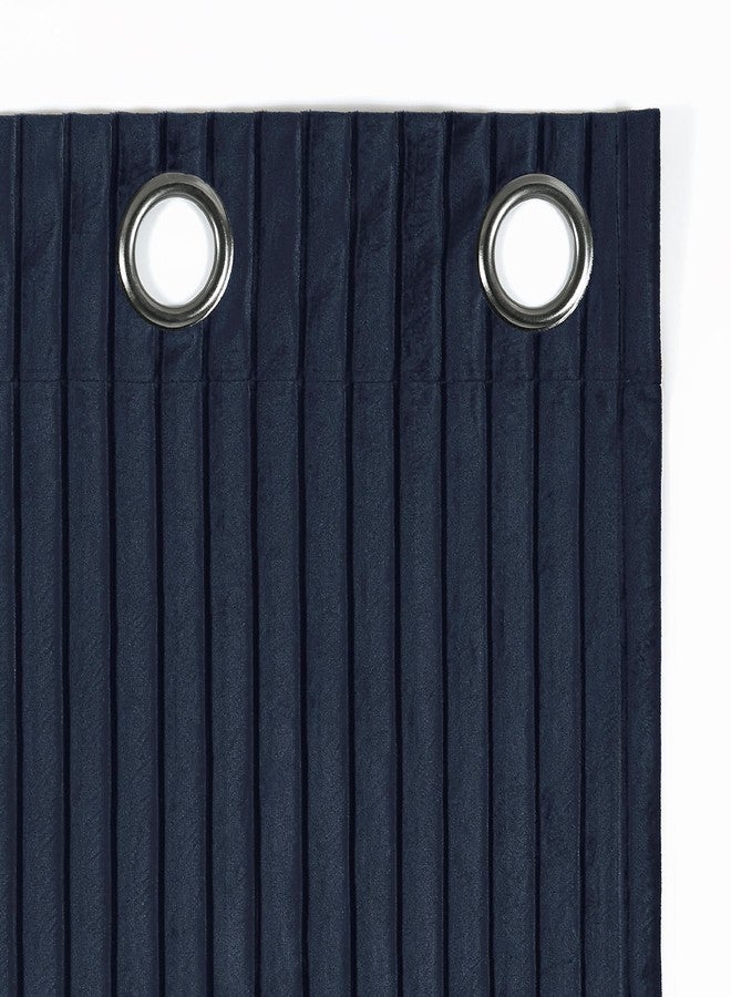 Sun Zero Scarlett 2-Pack Pleated Velvet Noise Reducing Blackout Grommet Curtain Panel Pair, 40" x 96", Navy Blue - Image 5