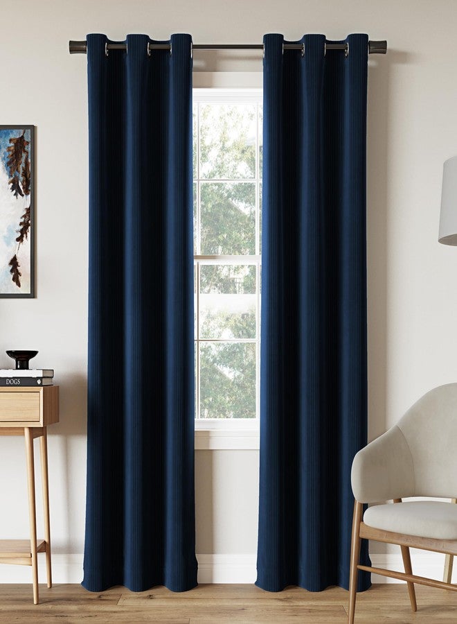 Sun Zero Scarlett 2-Pack Pleated Velvet Noise Reducing Blackout Grommet Curtain Panel Pair, 40" x 96", Navy Blue - Image 2