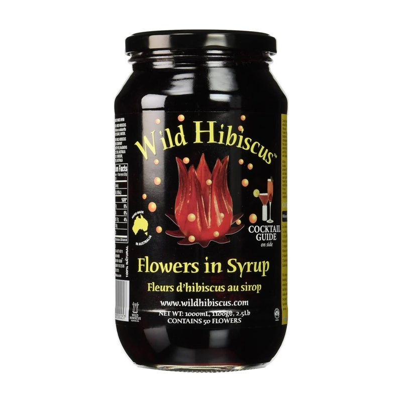 Wild Hibiscus Wild Hibiscus Flowers in Syrup | 50 Edible Flowers Per Jar | Perfect as a Champagne Garnish | 100% Natural, Kosher, Pareve | Use Syrup and Flowers for Desserts and Cocktails, 2.5 lbs  - Image 1