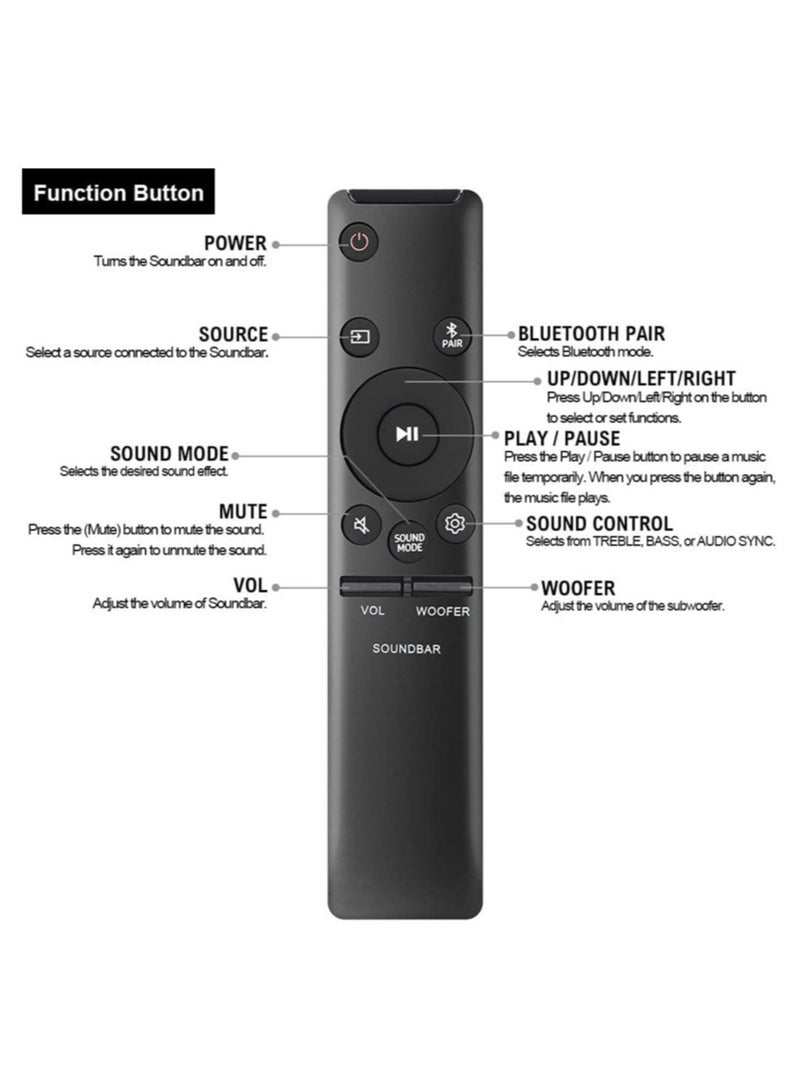 AH59-02767A Universal Soundbar Remote Control – Replacement Remote for Home Theater, Surround Sound, Bluetooth Sound Bar Speaker Systems – Easy Setup, Long Range, Compact Design