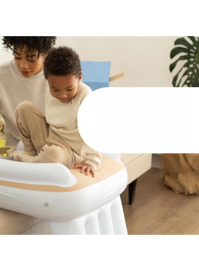 Inflatable Travel Bed - Portable Yellow Bed for Kids, Airplane Seat Extender for Kids - Plane Bed for Toddler Air Mattress, Toddler Blow Up Bed with Sides Pump and Belt, Kids Air Bed  - Image 4