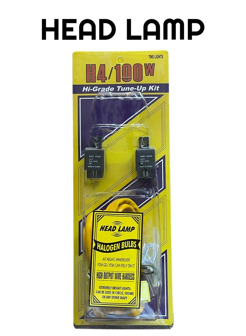 Loquat H4/100W Dual Light Headlamp Bulb Tune-Up Kit with Wiring Harness - Image 1