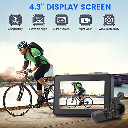 blueear Bike Bicycle Mirror,1080P Bicycle Rear View camera with 4.3" Screen,130° Wide Angle Color Night Vision Bikes Camera 360° Adjustable,Bike Accessories For Bicycle, Mountain, Road Bike - Image 2