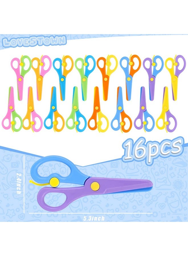 16Pcs Preschool Training Scissors, Plastic Children Safety Learning Scissors Pre-School Safety Scissors Art Craft Scissors