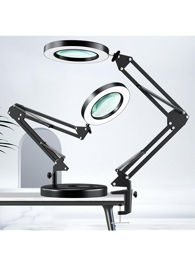 erorex 10X Magnifying Glass With Light 1 800 Lumens Stepless Dimmable 3 Color Modes 4.2″ Real Glass Lens Led Magnifying Desk Lamp And Clamp Magnifier Light And Stand For Crafts Welding Close Work - Image 1