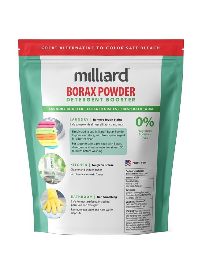 milliard Borax Powder Laundry Booster, Pure Natural Multipurpose Cleaner and Detergent, 1 lb - Unscented - Image 2