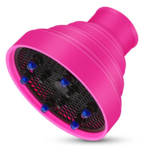 Segbeauty Travel Foldable Hair Diffuser Collapsible Portable Hair Diffuser Easy for Natural Fine Thick Hair Universal Blow Dryer Attachment for Blow Dryer with Nozzle 165177In Rose Red