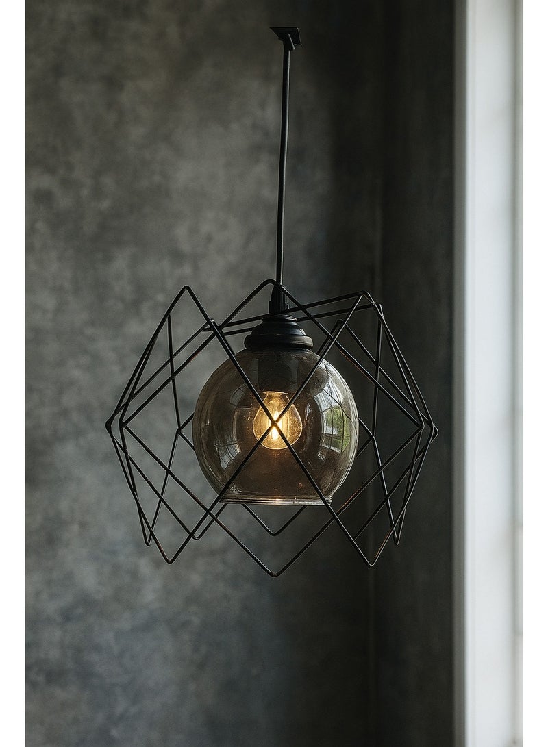Inset glass ceiling pendant with elegant metal  - Image 2