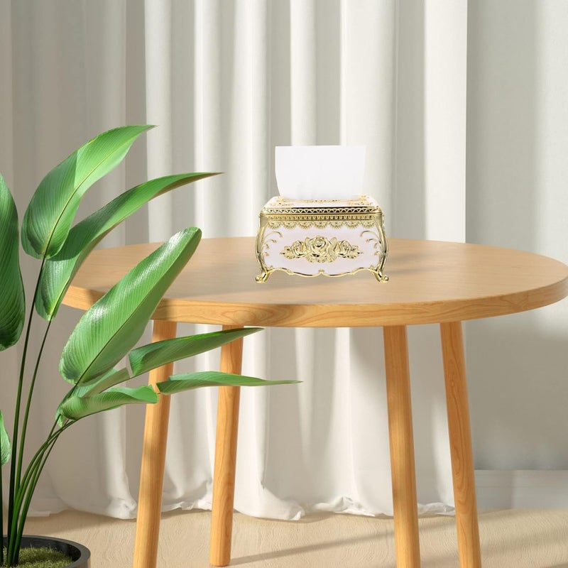 Hidak Toilet Paper Cover Rose Flower Tissue Box Luxurious Rose Design Tissue Box Acrylic Holder Cover Tissue Holders Paper Holder Napkin Holder for Toilet Bath - Image 3