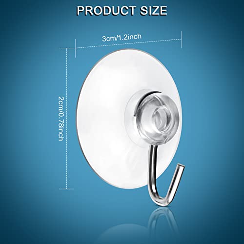 Mudder 50 Pcs Suction Cup Hooks Wall Clear Suction Cups with Metal Hooks Window Hangers for Glass Wall Towel Hangers Supplies Bathroom Glass Kitchen Decorations3 lbs 30 mm - Image 3